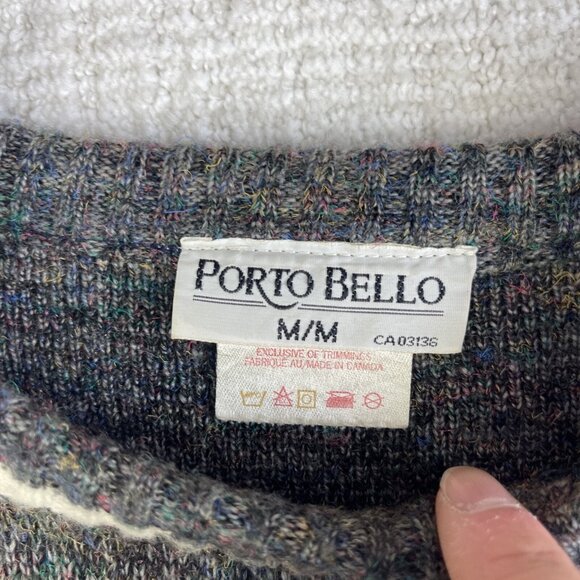 VTG Porto Bello Canada Made Knight Logo grandpa crewneck sweater gray Men Sz M - Picture 11 of 16